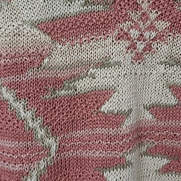 Soft Cotton Linen Knit Sweater Native Neutral Tan & Soft Colors Turquoise - Picture 2 of 5